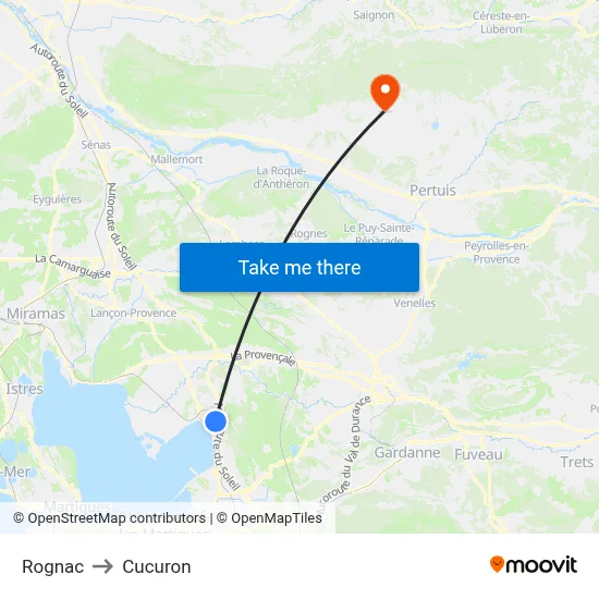 Rognac to Cucuron map