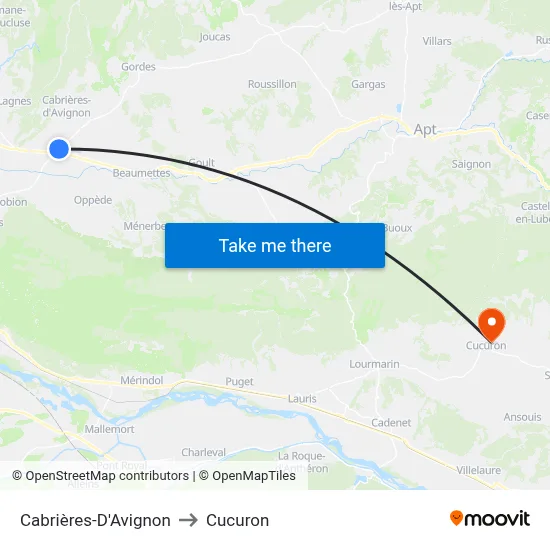 Cabrières-D'Avignon to Cucuron map