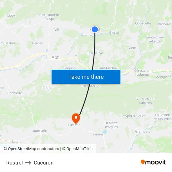 Rustrel to Cucuron map