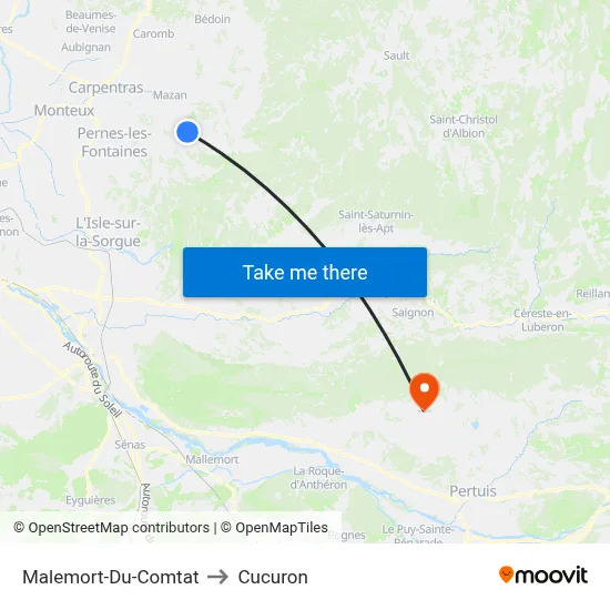 Malemort-Du-Comtat to Cucuron map