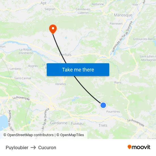 Puyloubier to Cucuron map
