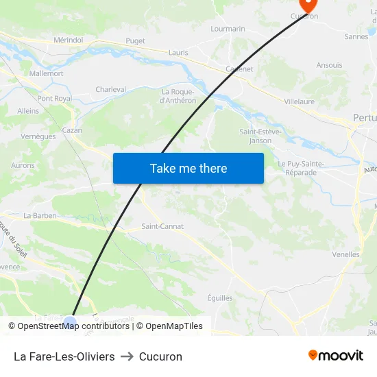 La Fare-Les-Oliviers to Cucuron map