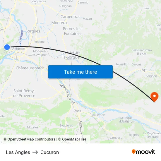 Les Angles to Cucuron map