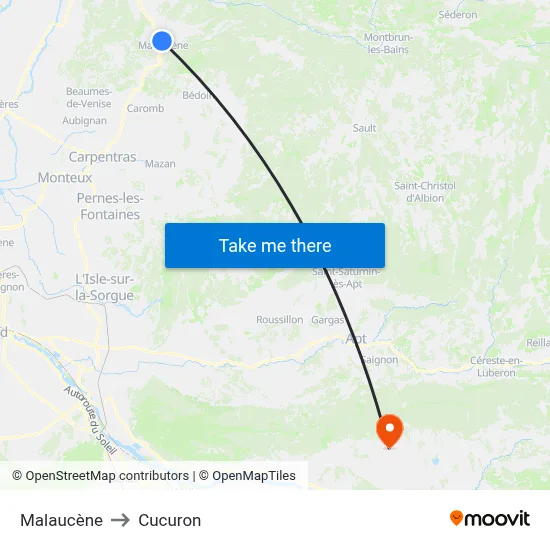 Malaucène to Cucuron map