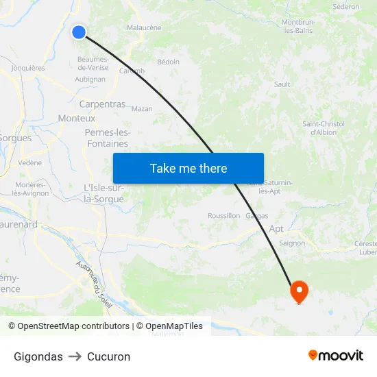 Gigondas to Cucuron map