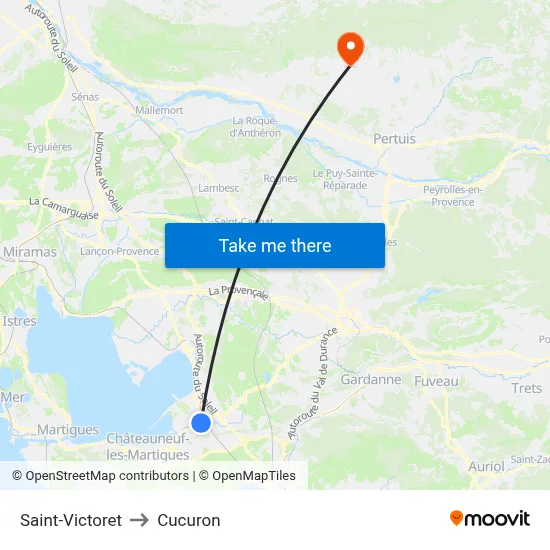 Saint-Victoret to Cucuron map
