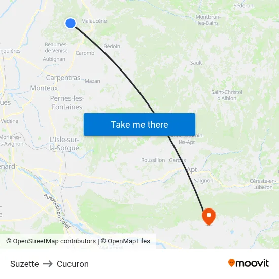 Suzette to Cucuron map