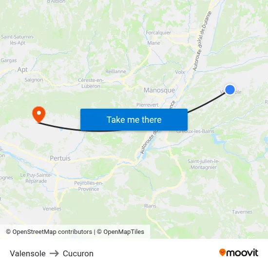 Valensole to Cucuron map