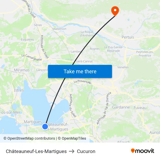Châteauneuf-Les-Martigues to Cucuron map