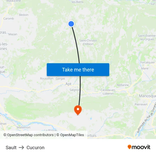 Sault to Cucuron map