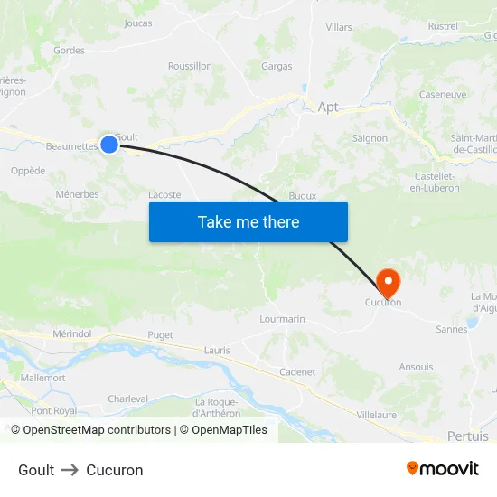 Goult to Cucuron map