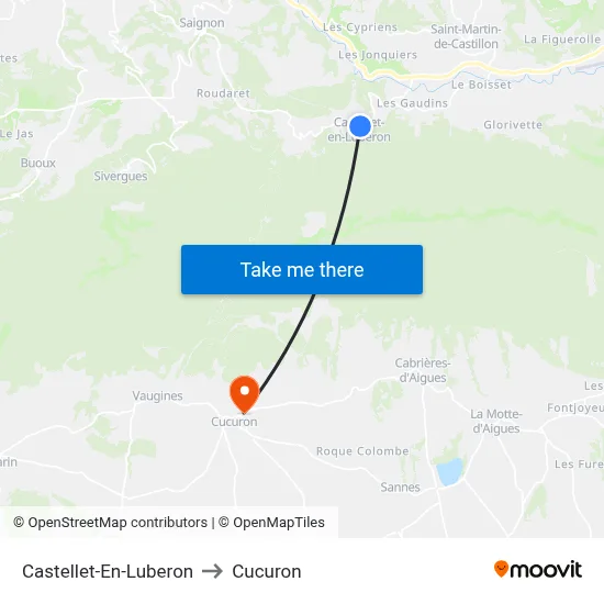 Castellet-En-Luberon to Cucuron map