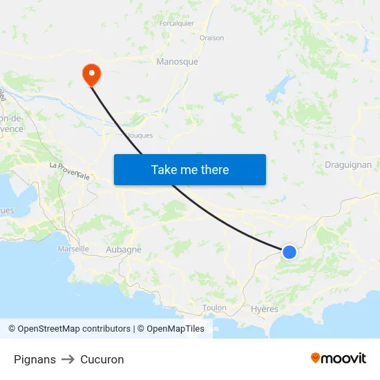 Pignans to Cucuron map