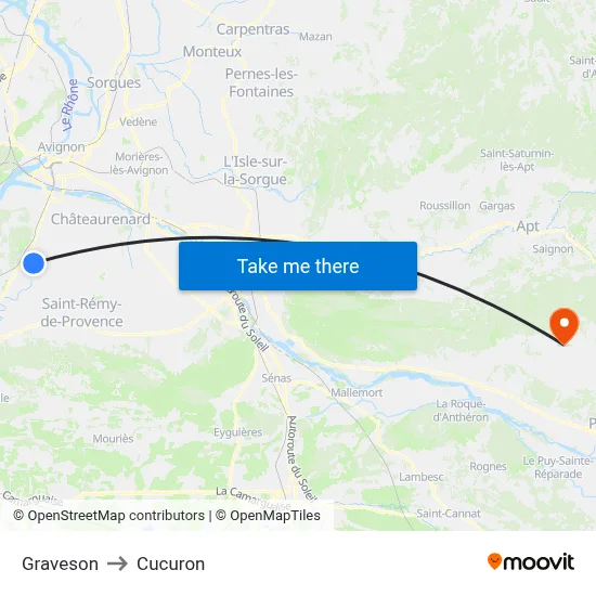 Graveson to Cucuron map