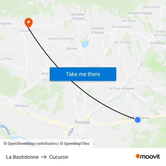 La Bastidonne to Cucuron map