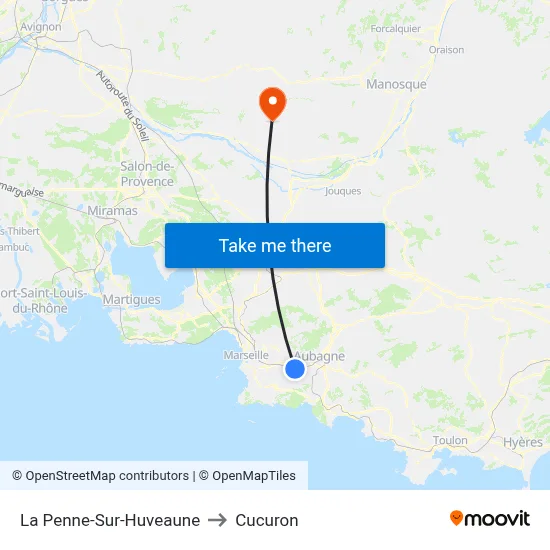 La Penne-Sur-Huveaune to Cucuron map