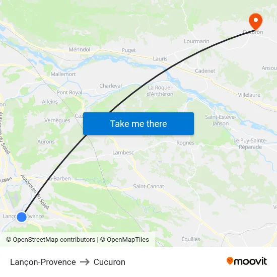 Lançon-Provence to Cucuron map