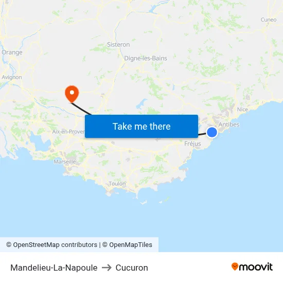 Mandelieu-La-Napoule to Cucuron map