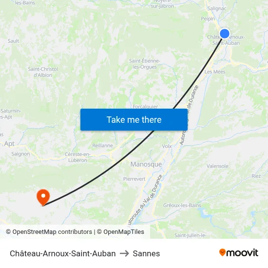 Château-Arnoux-Saint-Auban to Sannes map