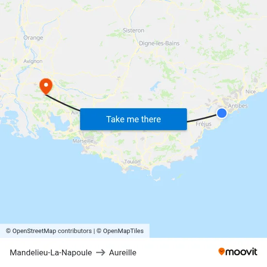 Mandelieu-La-Napoule to Aureille map