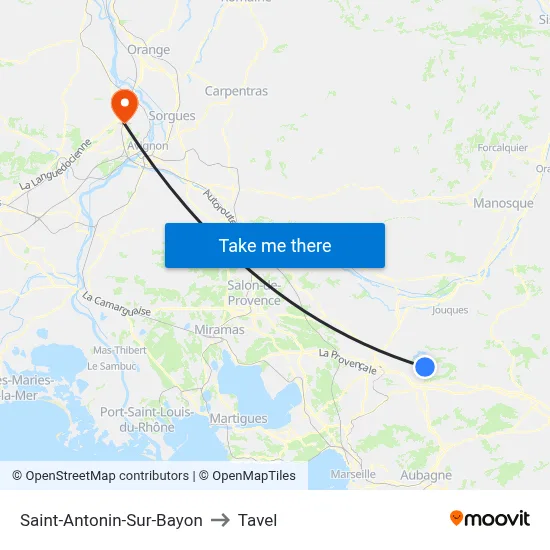 Saint-Antonin-Sur-Bayon to Tavel map