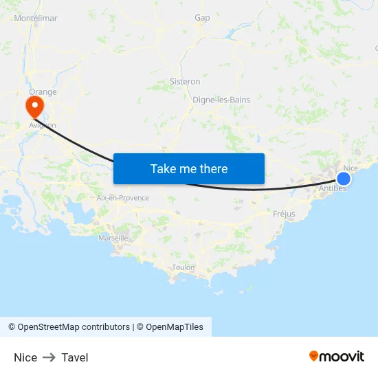 Nice to Tavel map