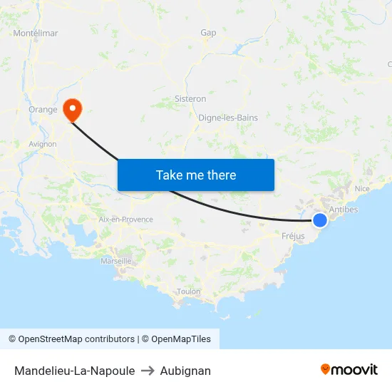 Mandelieu-La-Napoule to Aubignan map