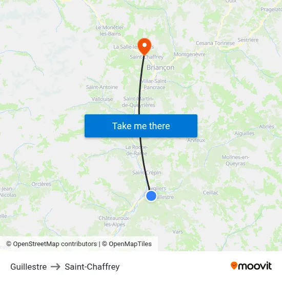 Guillestre to Saint-Chaffrey map