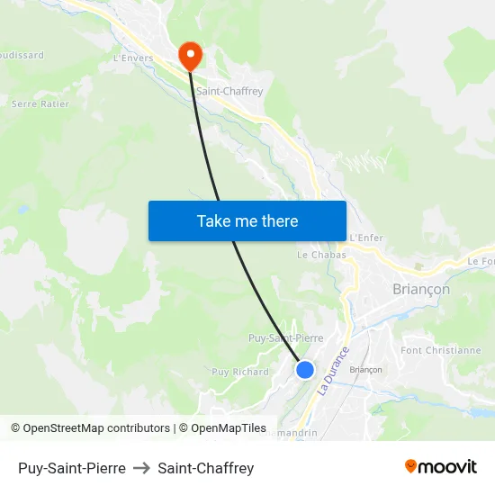 Puy-Saint-Pierre to Saint-Chaffrey map