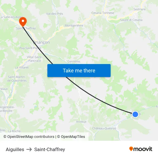 Aiguilles to Saint-Chaffrey map