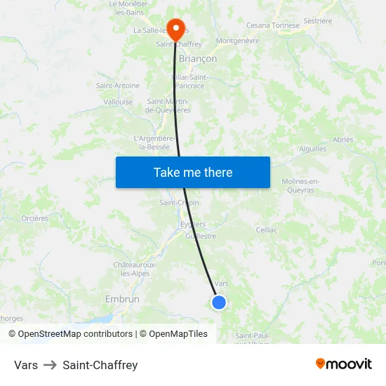 Vars to Saint-Chaffrey map