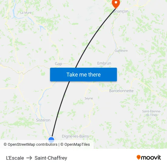 L'Escale to Saint-Chaffrey map