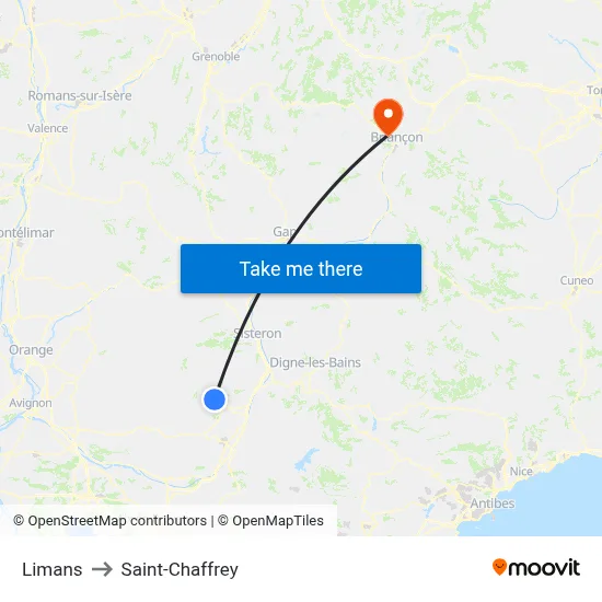 Limans to Saint-Chaffrey map