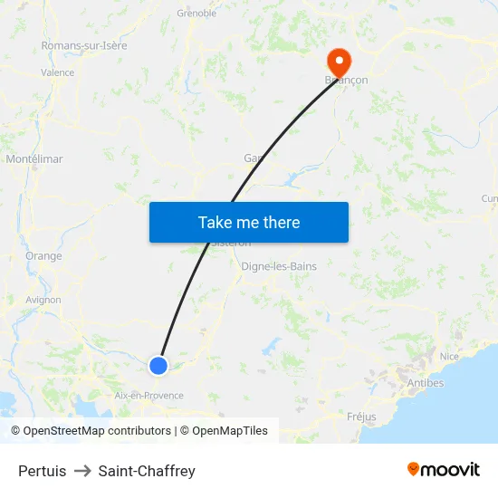Pertuis to Saint-Chaffrey map
