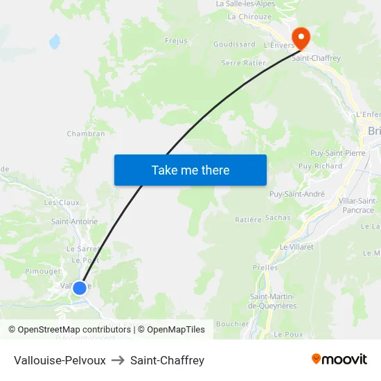 Vallouise-Pelvoux to Saint-Chaffrey map