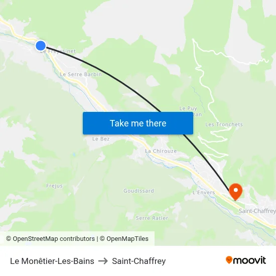 Le Monêtier-Les-Bains to Saint-Chaffrey map