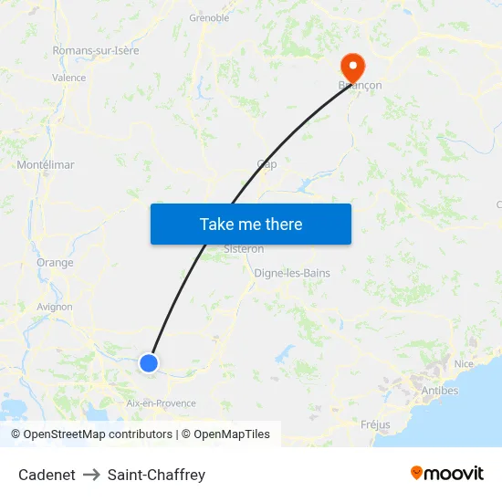 Cadenet to Saint-Chaffrey map