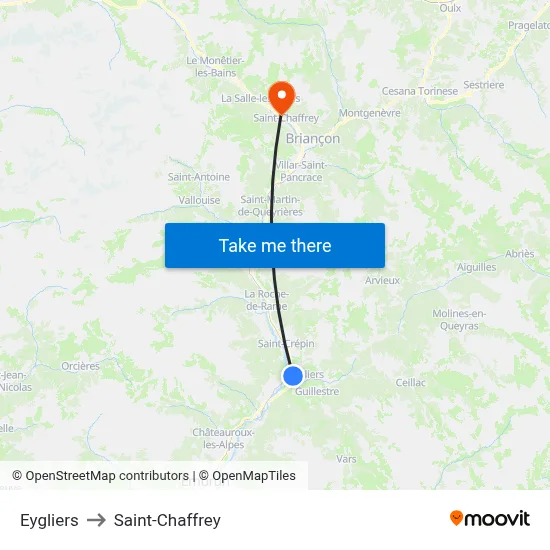 Eygliers to Saint-Chaffrey map