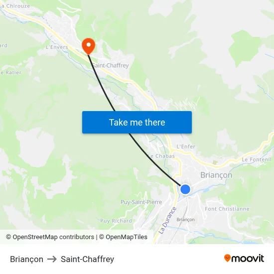 Briançon to Saint-Chaffrey map