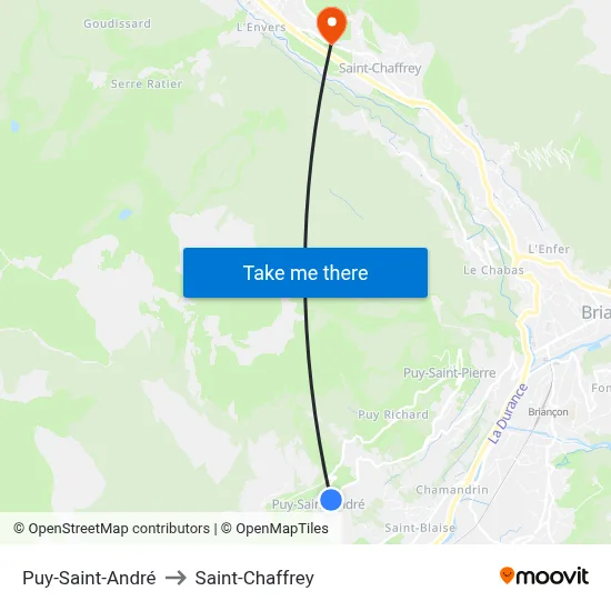 Puy-Saint-André to Saint-Chaffrey map