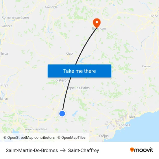 Saint-Martin-De-Brômes to Saint-Chaffrey map