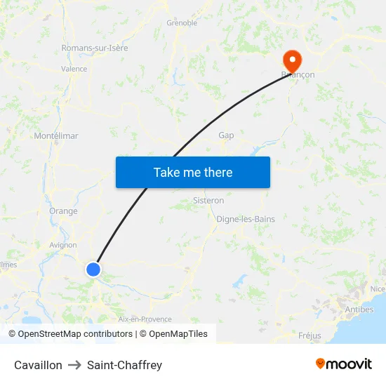 Cavaillon to Saint-Chaffrey map