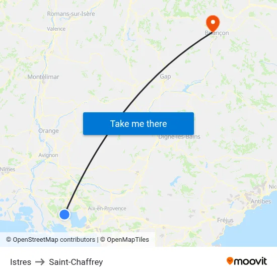 Istres to Saint-Chaffrey map
