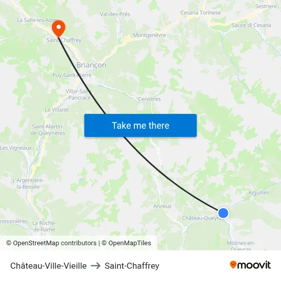 Château-Ville-Vieille to Saint-Chaffrey map