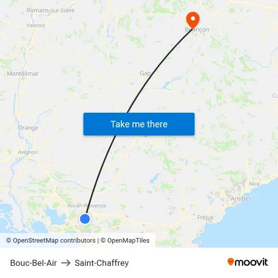 Bouc-Bel-Air to Saint-Chaffrey map