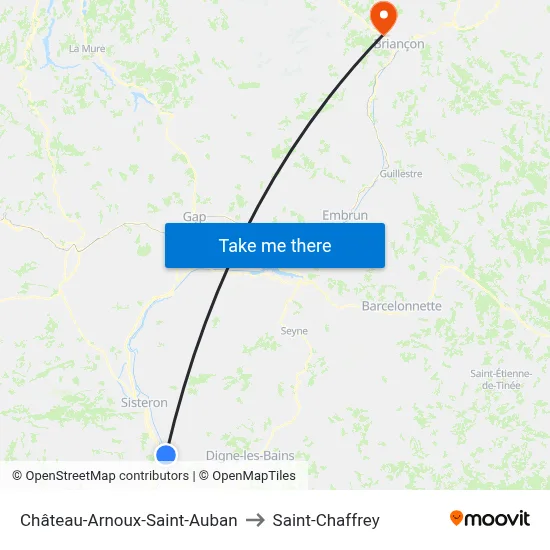 Château-Arnoux-Saint-Auban to Saint-Chaffrey map