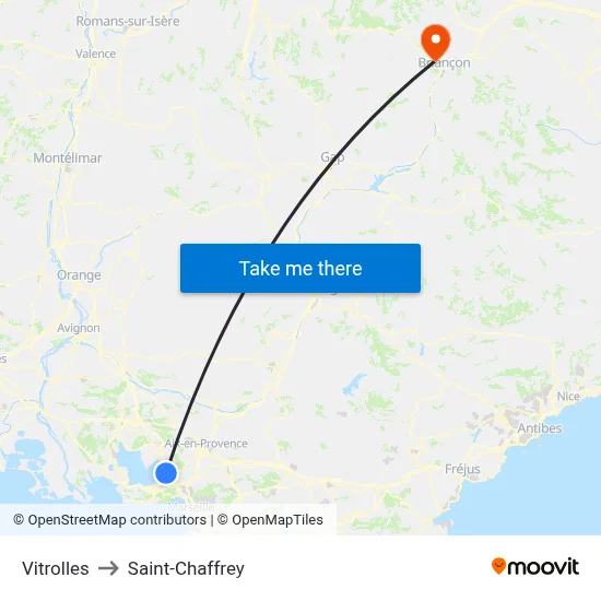 Vitrolles to Saint-Chaffrey map