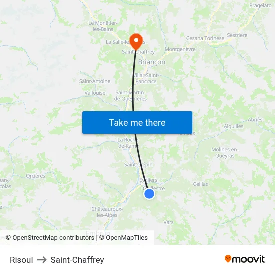 Risoul to Saint-Chaffrey map
