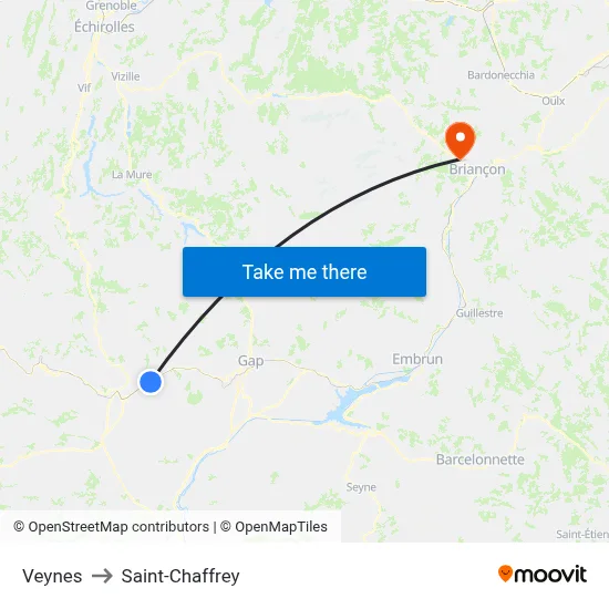 Veynes to Saint-Chaffrey map