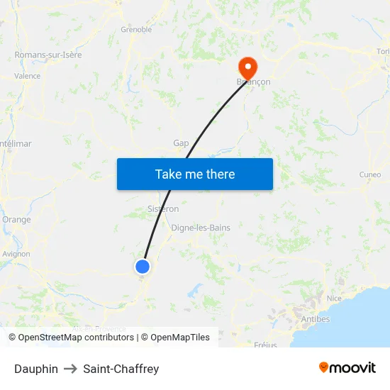 Dauphin to Saint-Chaffrey map